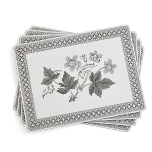 Pimpernel Heritage Placemats - Set of 4, Leafy Grey & White Design, Cork Backing for Durability, Easy to Clean, Heat Resistant for Dining Tables - 1 of 4