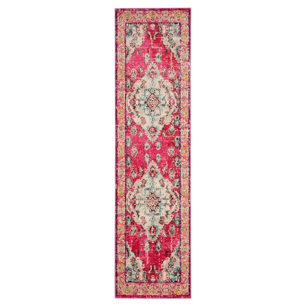 2'x10' Runner Medallion Loomed Pink - Safavieh