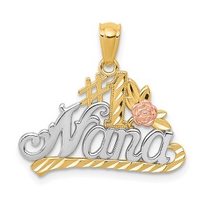Black Bow Jewelry 14k Two Tone Gold with White Rhodium #1 Nana with Rose Pendant, 22mm - 1 of 4
