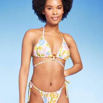 Women Sunflower Bikini Swimwear Knotted Push Up Reversable Swimsuit Bathing  Suit