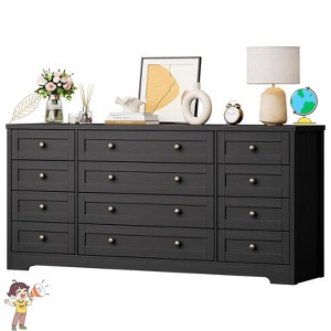 Jojoka 12 Drawer Dresser with Storage, Wide Wood TV Stand and Cabinet for Bedroom or Living Room, Holds up to 65 Inch TV - 1 of 4