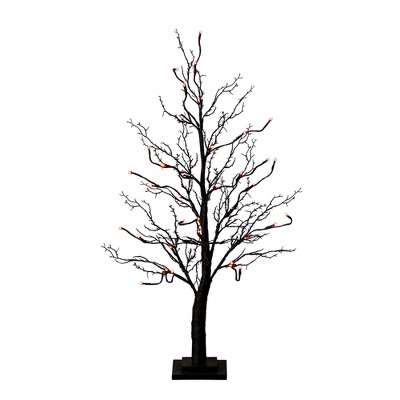 Nearly Natural 3-ft Pre-Lit Halloween Deluxe Black Twig Artificial Tree with 36 Orange & Purple LED Lights