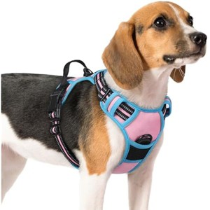 rabbitgoo Dog Harness No Pull with 2 Leash Clips, Control Handle for Medium Sized Dogs, Pink & Blue, M - 1 of 1