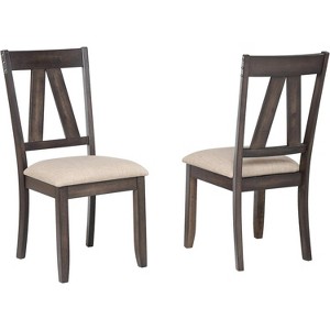 Kings Brand Furniture - Lynn Brown Wood Dinette Dining Room Side Chairs, Set of 2 - 1 of 4