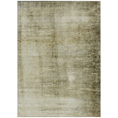 Taupe Beige And Chocolate Abstract Washable Indoor Outdoor Area Rug