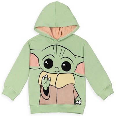 Star Wars The Mandalorian Baby Yoda Big Boys Fleece Pullover Hoodie Green 10 12 Target