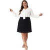 Agnes Orinda Women's Plus Size Office Fashion Long Sleeves Ribbon Front Chiffon Blouses - 3 of 4