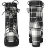 Perphy Women's Platform Lace Up Chunky Heel Plaid Printed Ankle Boots - 2 of 3