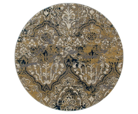 Yellow Classic Woven Round Area Rug - (5') - Art Carpet