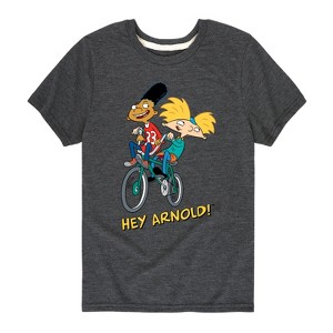 Boys' - Hey Arnold! - Arnold and Gerald on Bike Short Sleeve Graphic T-Shirt - 1 of 4