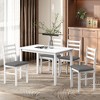 HOMCOM 5-Piece Dining Table Set, Small Kitchen Table Set for 4 with Upholstered Padded Chairs and Rubber Wood Legs and Back for Small Space, White - 2 of 4