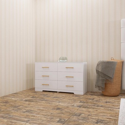 VYNXARIA White color Large 6 drawers chest of drawer dressers table with golden handle
