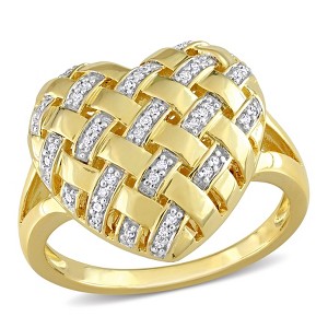EVERLY JEWELRY |Yellow Plated Sterling Silver 1/8 CT TW Diamond Fashion Ring - 1 of 4