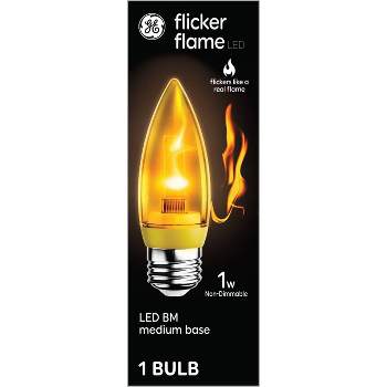 GE Flicker Flame LED Light Bulb 1W Medium Base Flickers Light a Flame