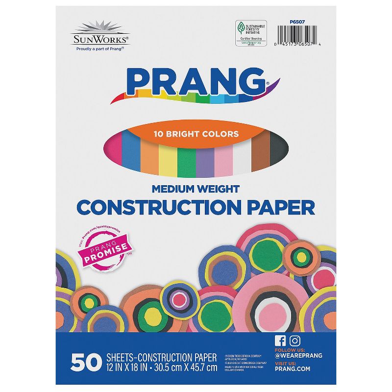 Prang 12" x 18" Construction Paper Assorted Colors 50 Sheets/Pack (P6507-0001), 1 of 8
