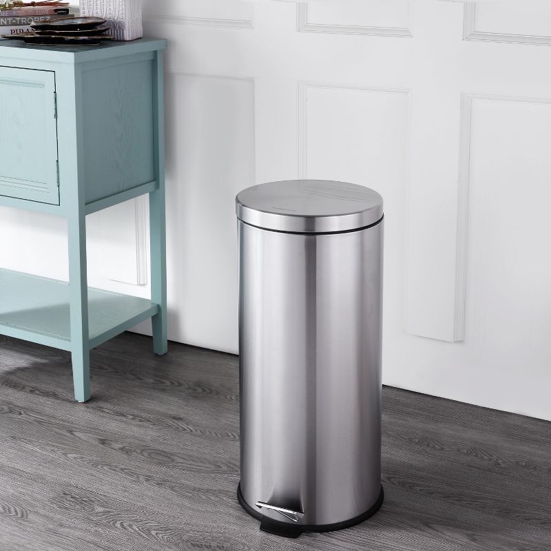 happimess Oscar 8-Gallon Step-Open Trash Can with FREE Mini Trash Can, Stainless Steel, 3 of 13