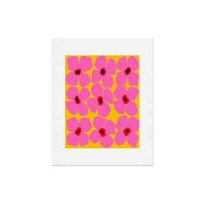 Deny Designs Maritza Lisa Abstract Pink Flowers with Yellow Framed Wall Art Print - 1 of 4