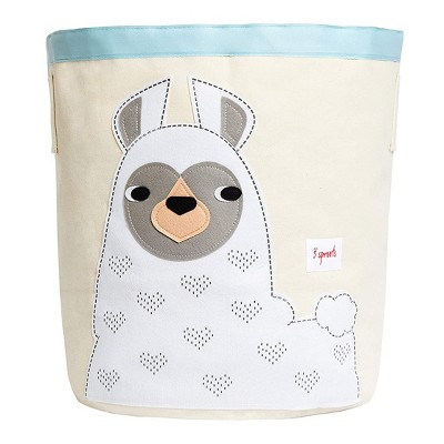 3 Sprouts Cute Folding Canvas Storage Bin Large Collapsible Laundry/Toy Basket Home Organizer for Baby and Kids, Llama