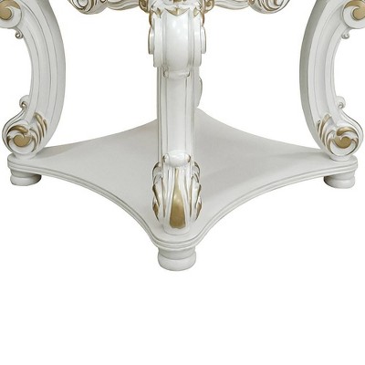 Antique Pearl Square End Table with Scrolled Legs