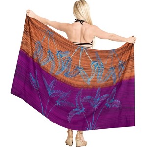 LA LEELA Women's Sarong Bikini Skirt Cover up Swimwear Summer Wraps Swimsuit Beach Wrap Coverups for Women One Size Orange, Tie Dye Design - 1 of 4