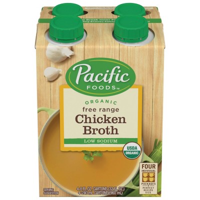 Pacific Foods Gluten Free Organic Low Sodium Free Range Chicken Broth - 32 fl oz/4ct