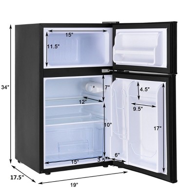 Costway 3.2 Cu Ft Compact Gray Refrigerator with Freezer