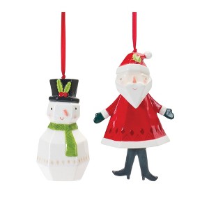 Santa and Snowman Ornament Set – Dolomite – 4.75–6 Inch Height, Indoor Holiday Decor, Set of 6 By Melrose - 1 of 4