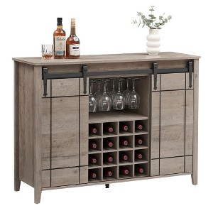 47 Inch Wine Bar Cabinet with Wine Rack & Glass Holder, Modern Liquor Coffee Station, Farmhouse Buffet Sideboard with Storage for Living Room - 1 of 4