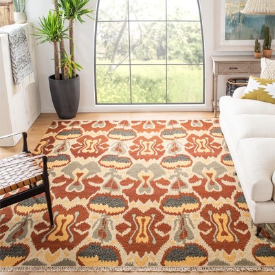 Sumak Gray and Red Wool 6' x 9' Handwoven Reversible Rug