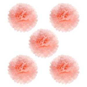 Unique Bargains Decorative Reusable Party Wedding Tissue Pom Poms Flowers 5 Pcs - 1 of 4