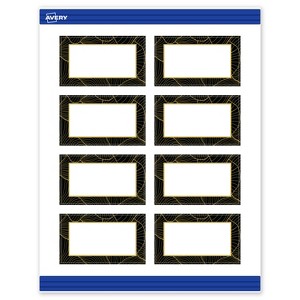 Avery Rectangle Business Cards, Black with Gold Pattern, 2" x 3.5" - 1 of 4