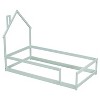 CAVINAS Twin Size Wood Floor Bed with House-shaped Headboard,Toddler Floor Bed with Fence for Kids,Girls,Boys - 2 of 4