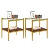 Set of 2 Modern Rectangle Side Tables, Tempered Glass Top with MDF Layer and Iron Frame, End Tables for Living Room or Bedroom – Cuddlewood - 3 of 4
