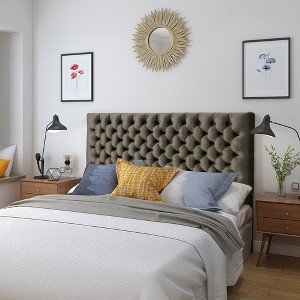 Bed Headboard, Upholstered Button-Tufted Rectangular Headboard, Contemporary Upholstered Headboard,62.50'' x 3.50'' x 53.50''(5.21*0.29*4.46ft) - 1 of 4