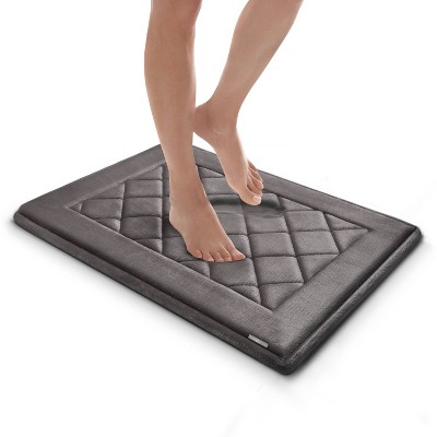 Charcoal Diamond Memory Foam Bath Mat with Skid-Resistant Base