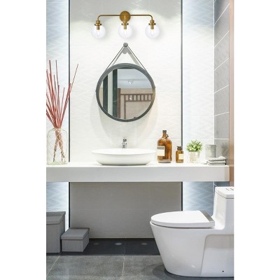 Hanson 3-Light Brass and Clear Glass Wall Sconce