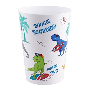 Allure Home Surfin Dino Kids' Wastebasket: Plastic, 1.71 Volume, Animal Prints, Multicolored, 11" Height, 8" Width - 1 of 4