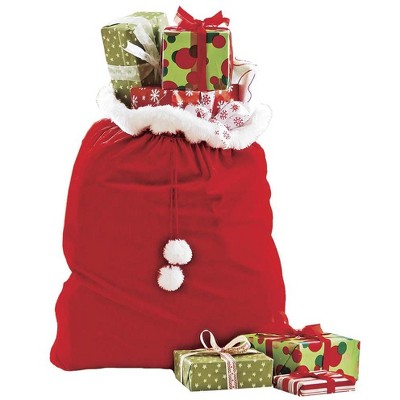 HearthSong - Oversized Christmas Velvet Toy and Gift Sack with Drawstring Cord