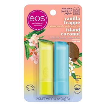 eos Lip Balm Sticks - Island Coconut Colada + Vanilla Frappe - 2pk