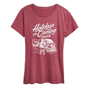 Women's - Coca-Cola - Holidays Are Coming Truck Short Sleeve Graphic T-Shirt - 1 of 4
