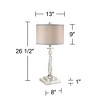 Vienna Full Spectrum Aline Traditional Table Lamp with Square White Marble Riser 26 1/2" High Crystal Gray Shade for Bedroom Living Room Bedside House - 4 of 4