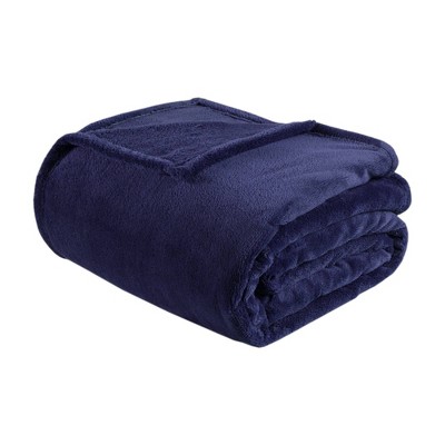 Twin/twin Xl Microlight Plush Blanket Navy: Intelligent Design, Cozy ...