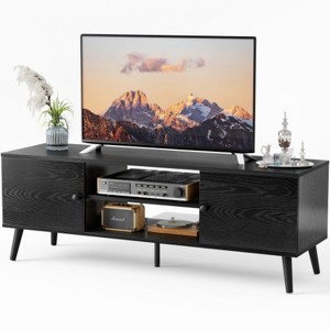 TIRAMISUBEST 60-Inch TV Stand with Adjustable Shelves and Storage Sideboard Cabinets – Black Media Console for Living Room or Bedroom - 1 of 4