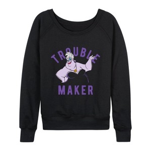 Women's - Disney Villains - Trouble Maker Lightweight French Terry Wide Neck Long Sleeve Shirt - 1 of 4