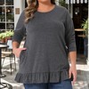 Women's Plus Size Ruffled Hem Crew Neck Long Sleeve Flowy Casual Tunic Tops with Pockets - Agnes Orinda - 2 of 4