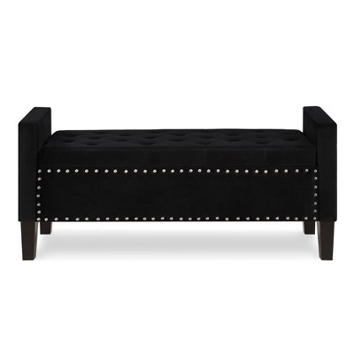 NicBex Modern 48" Storage Bench Velvet Accent Stools with Nailhead Trims and Armrests for Bedroom and Entryway