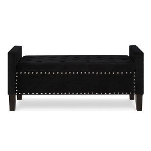 NicBex Modern 48" Storage Bench Velvet Accent Stools with Nailhead Trims and Armrests for Bedroom and Entryway - 1 of 4