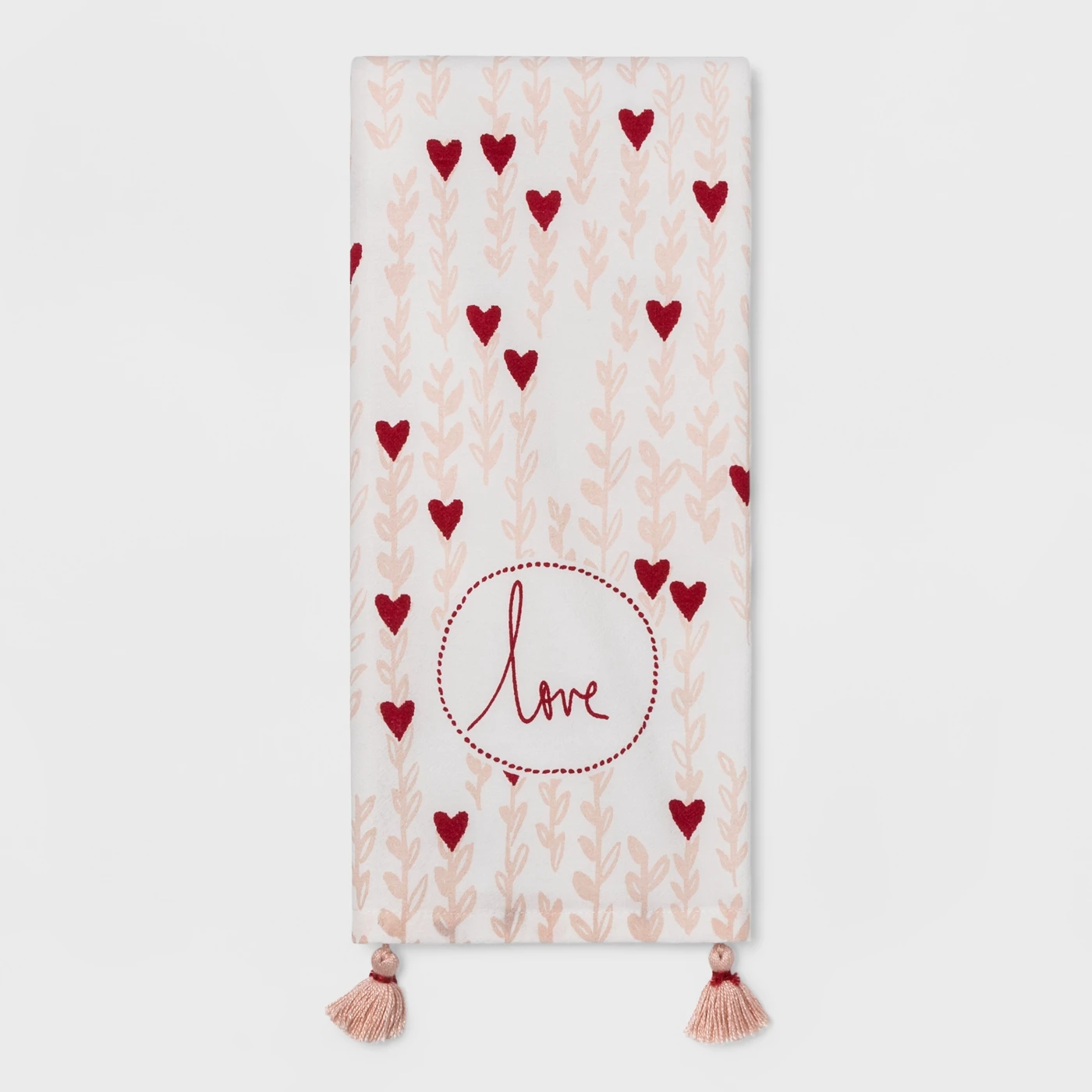 'Love' With Tassels Kitchen Towel Cream/Pink - Opalhouseâ¢ - image 1 of 1