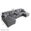GDFStudio Rye Modern 126" 6-Seater U-Shaped Corduroy Upholstered Sectional Sofa with Console - 3 of 4