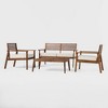 Saracina Home 4pc Mid-Century Modern Slatted Acacia Outdoor Patio Conversation Furniture Set - 4 of 4